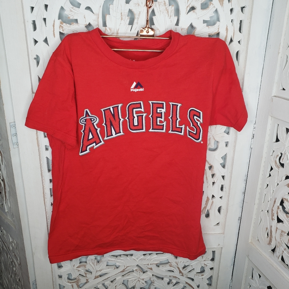 Angels Red Trout #27 Short Sleeve Shirt Size Small